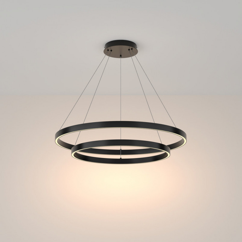 Lampa wisząca okrągła nowoczesna Rim LED 3000K II 80cm czarna Maytoni