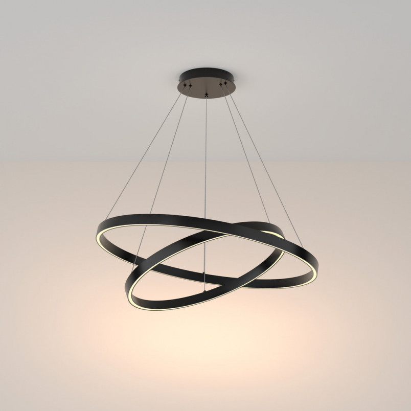 Lampa wisząca okrągła nowoczesna Rim LED 3000K II 80cm czarna Maytoni