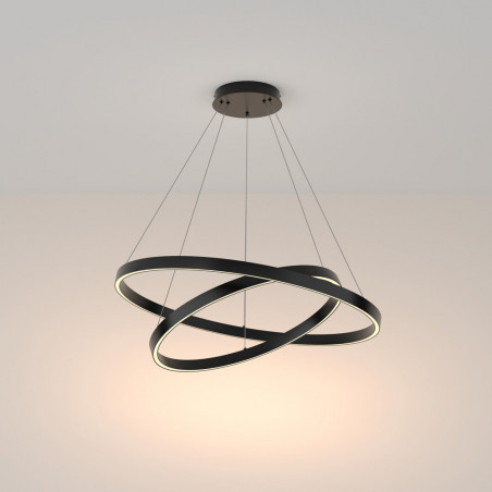 Lampa wisząca okrągła nowoczesna Rim LED 3000K II 80cm czarna Maytoni