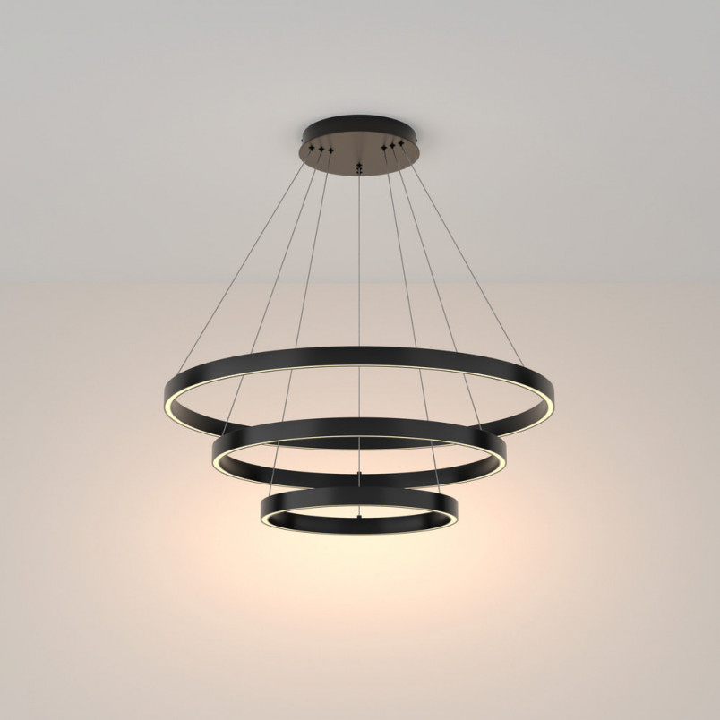 Lampa wisząca okrągła nowoczesna Rim LED 3000K III 80cm czarna Maytoni