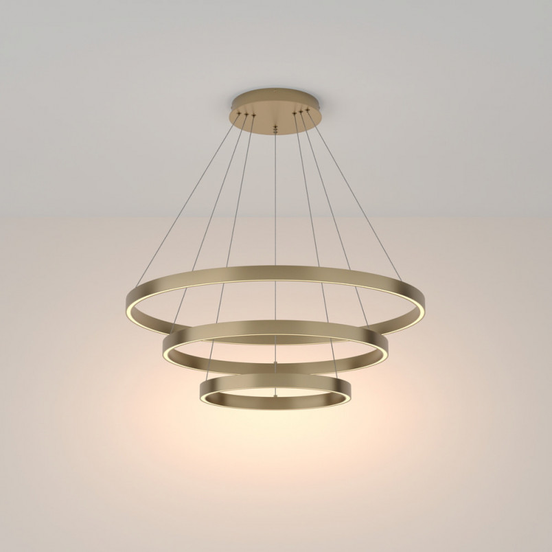 Lampa wisząca okrągła nowoczesna Rim LED 3000K III 80cm mosiężna Maytoni