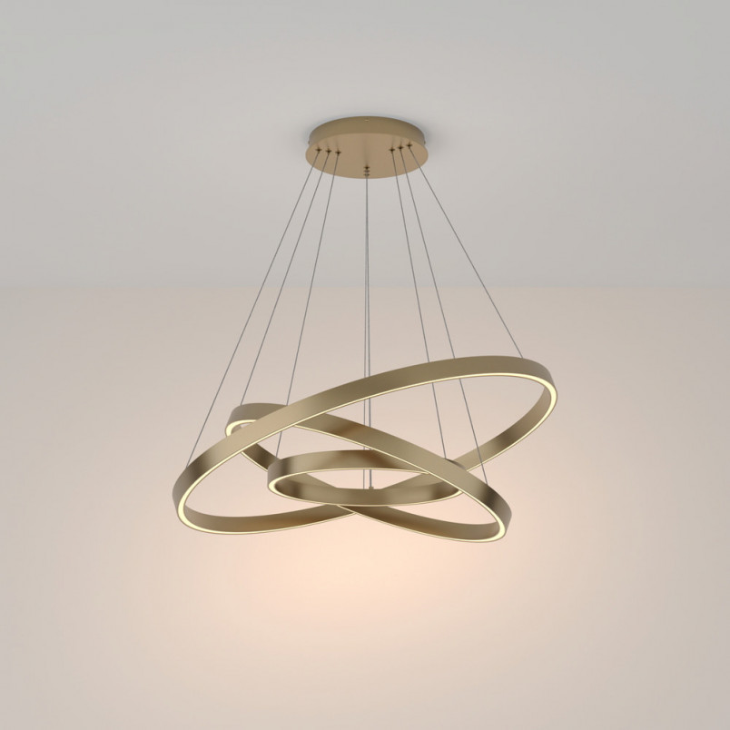 Lampa wisząca okrągła nowoczesna Rim LED 3000K III 80cm mosiężna Maytoni
