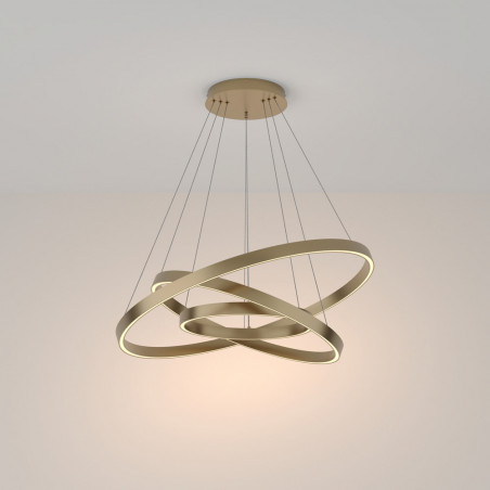 Lampa wisząca okrągła nowoczesna Rim LED 3000K III 80cm mosiężna Maytoni