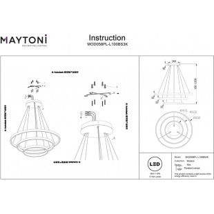 Lampa wisząca okrągła nowoczesna Rim LED 3000K III 80cm mosiężna Maytoni