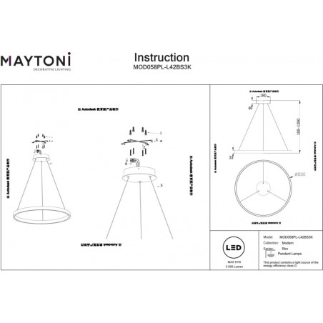 Lampa wisząca okrągła nowoczesna Rim LED 3000K 80cm mosiężna Maytoni