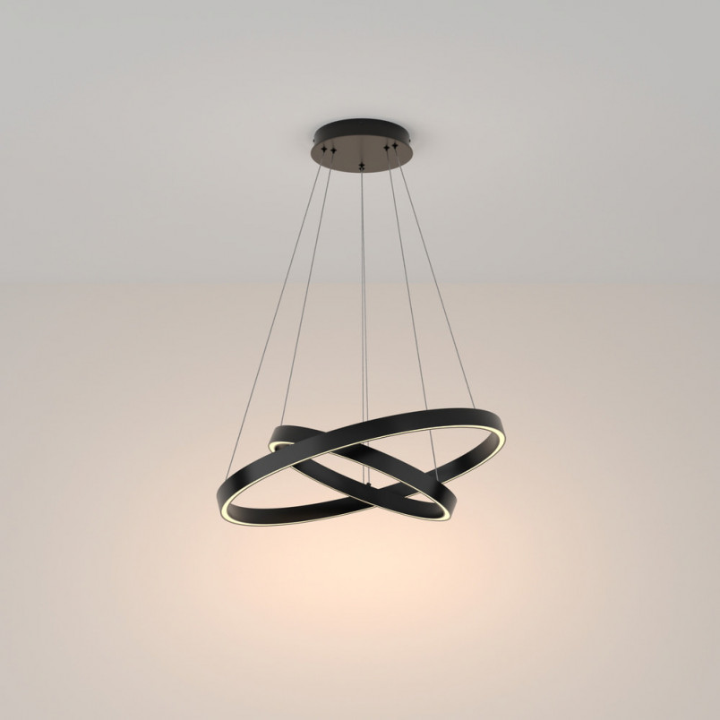 Lampa wisząca okrągła nowoczesna Rim LED 3000K II 60cm czarna Maytoni