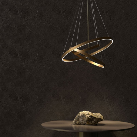 Lampa wisząca okrągła nowoczesna Rim LED 4000K III 80cm mosiężna Maytoni