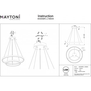 Lampa wisząca okrągła nowoczesna Rim LED 4000K II 80cm mosiężna Maytoni