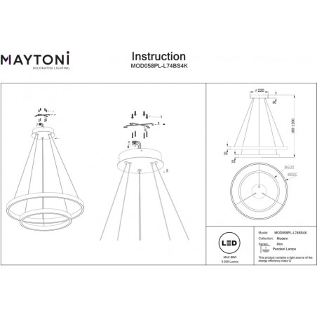 Lampa wisząca okrągła nowoczesna Rim LED 4000K II 80cm mosiężna Maytoni
