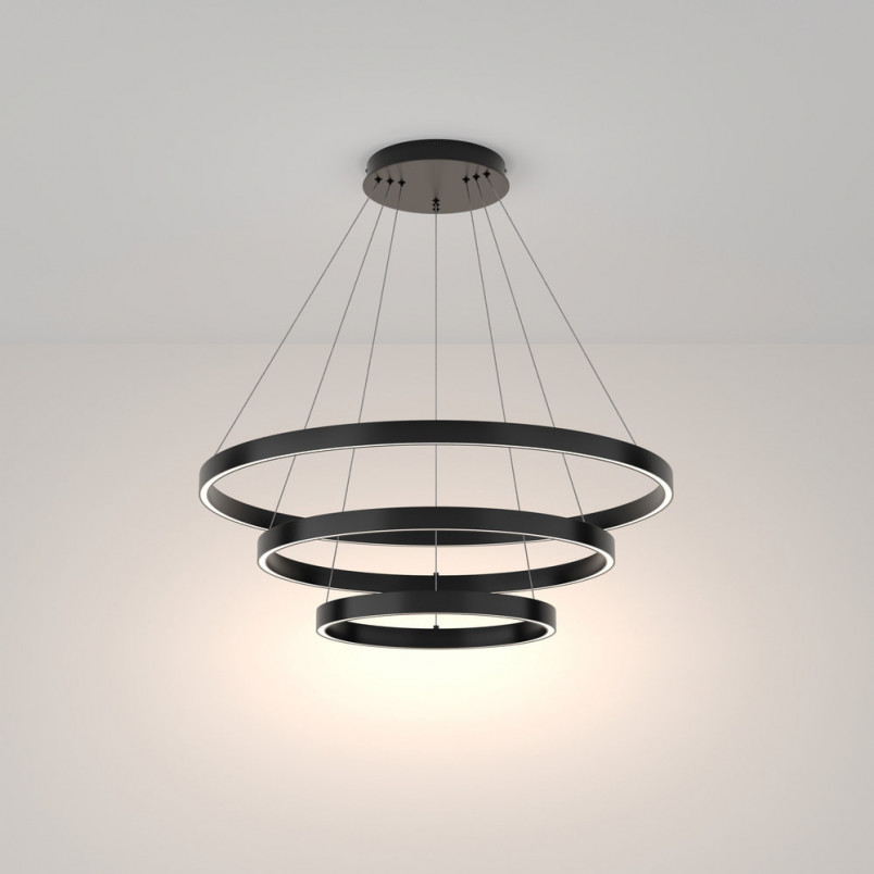 Lampa wisząca okrągła nowoczesna Rim LED 4000K III 80cm czarna Maytoni