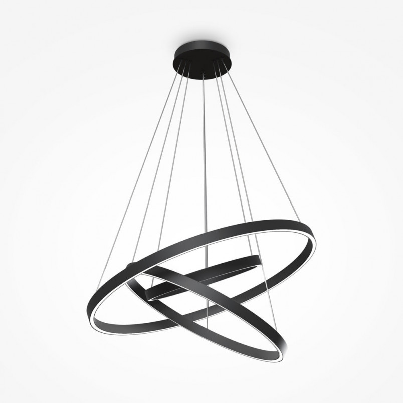 Lampa wisząca okrągła nowoczesna Rim LED 4000K III 80cm czarna Maytoni