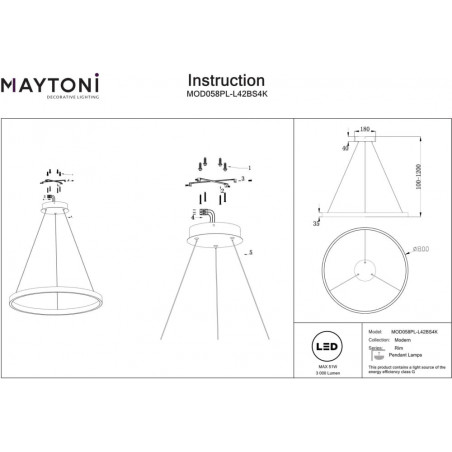 Lampa wisząca okrągła nowoczesna Rim LED 4000K 80cm mosiężna Maytoni