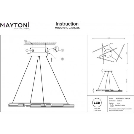 Lampa wisząca nowoczesna Line LED 3000K 101cm złota Maytoni