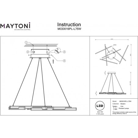Lampa wisząca nowoczesna Line LED 3000K 120cm biała Maytoni