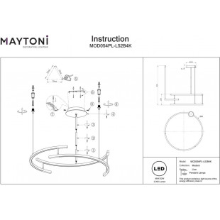 Lampa wisząca okrągła nowoczesna Line LED 4000K 83cm czarna Maytoni