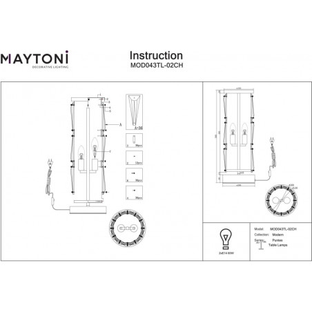 Lampa na komodę kryształowa Puntes 58cm chromowana Maytoni