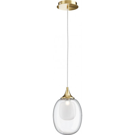 Lampa wisząca szklana glamour Aura 19cm przeźroczysty / biały / mosiądz Maytoni