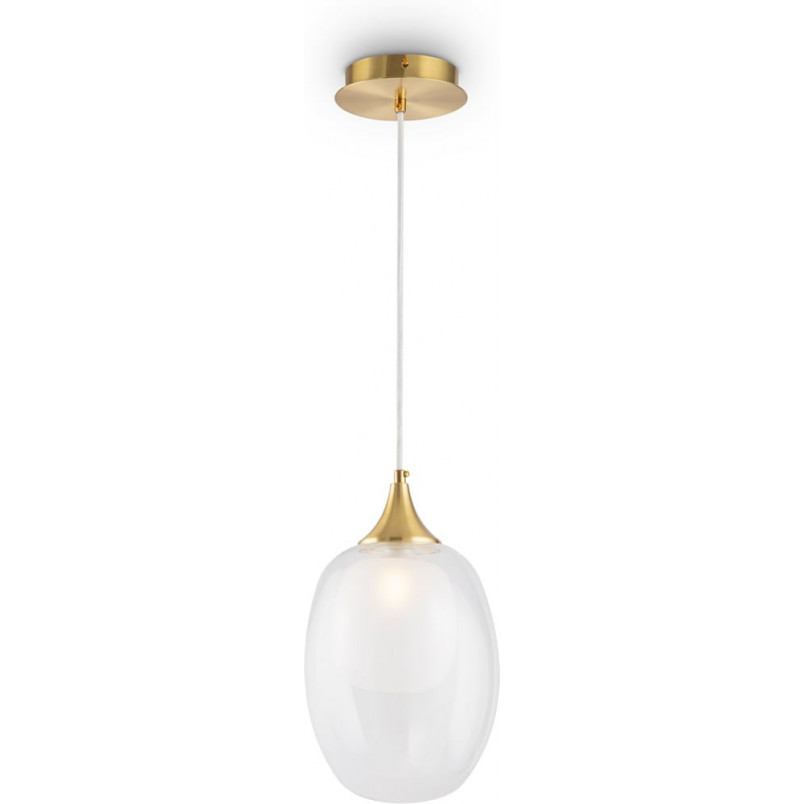 Lampa wisząca szklana glamour Aura 19cm przeźroczysty / biały / mosiądz Maytoni