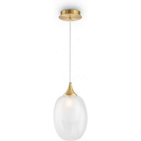 Lampa wisząca szklana glamour Aura 19cm przeźroczysty / biały / mosiądz Maytoni