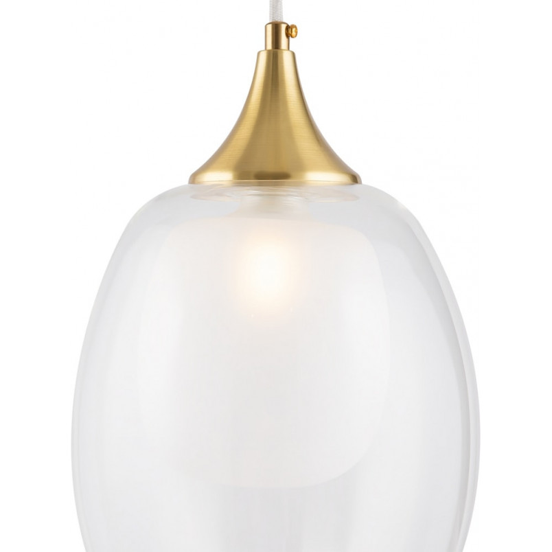 Lampa wisząca szklana glamour Aura 19cm przeźroczysty / biały / mosiądz Maytoni