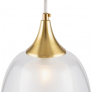 Lampa wisząca szklana glamour Aura 19cm przeźroczysty / biały / mosiądz Maytoni