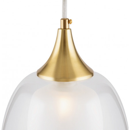 Lampa wisząca szklana glamour Aura 19cm przeźroczysty / biały / mosiądz Maytoni