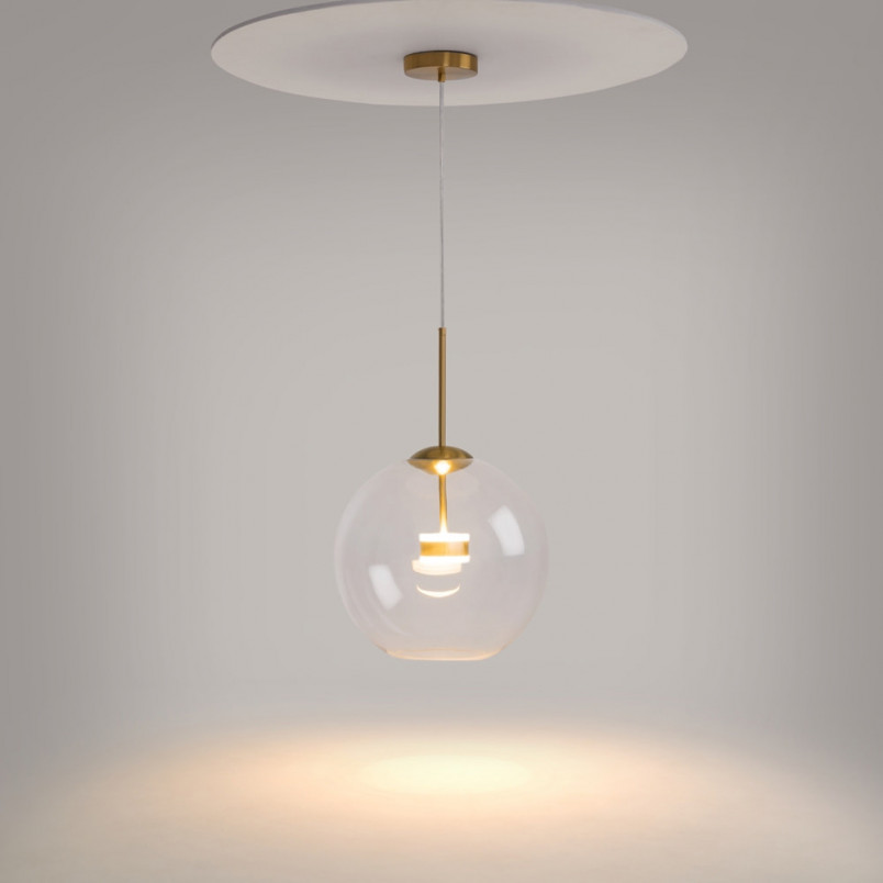 Lampa szklana kula designerska Cometa LED 35cm przeźroczysto-złota Maytoni