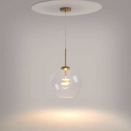 Lampa szklana kula designerska Cometa LED 35cm przeźroczysto-złota Maytoni