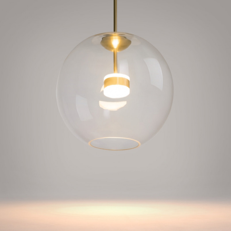 Lampa szklana kula designerska Cometa LED 35cm przeźroczysto-złota Maytoni