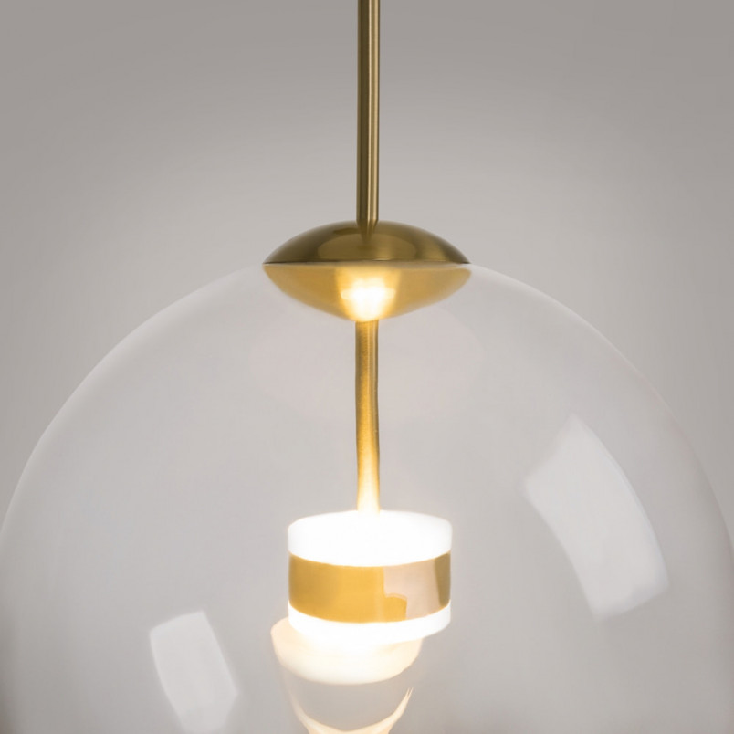 Lampa szklana kula designerska Cometa LED 35cm przeźroczysto-złota Maytoni