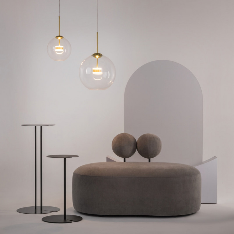 Lampa szklana kula designerska Cometa LED 35cm przeźroczysto-złota Maytoni