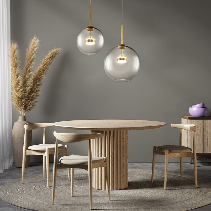 Lampa szklana kula designerska Cometa LED 35cm przeźroczysto-złota Maytoni
