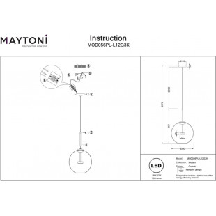 Lampa szklana kula designerska Cometa LED 35cm przeźroczysto-złota Maytoni