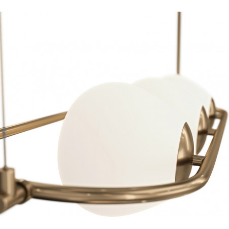 Lampa wisząca 3 szklane kule Erich 89cm opal / mosiądz Maytoni