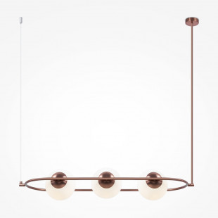 Lampa wisząca 3 szklane kule Erich 89cm opal / mosiądz Maytoni