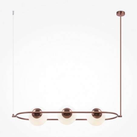 Lampa wisząca 3 szklane kule Erich 89cm opal / mosiądz Maytoni
