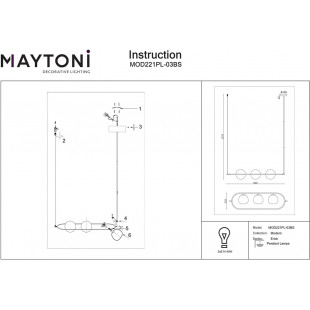 Lampa wisząca 3 szklane kule Erich 89cm opal / mosiądz Maytoni
