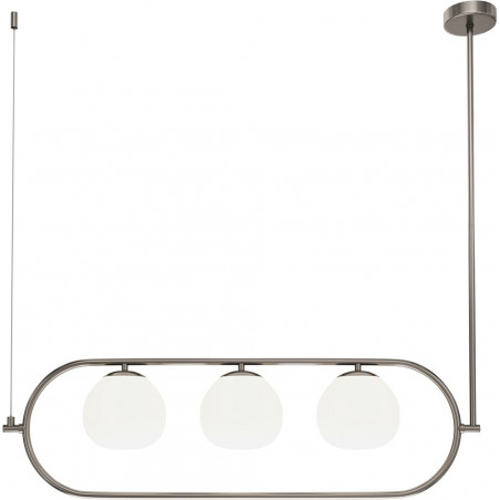 Lampa wisząca 3 szklane kule Erich 89cm opal / nikiel Maytoni