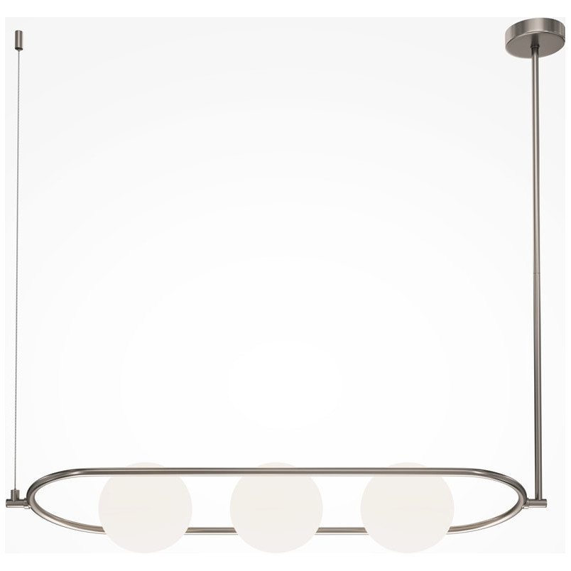 Lampa wisząca 3 szklane kule Erich 89cm opal / nikiel Maytoni