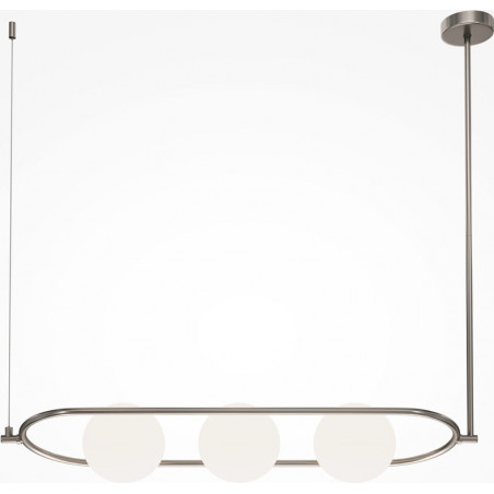 Lampa wisząca 3 szklane kule Erich 89cm opal / nikiel Maytoni