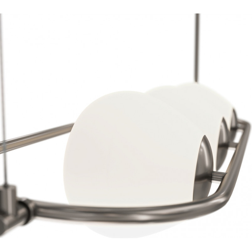 Lampa wisząca 3 szklane kule Erich 89cm opal / nikiel Maytoni