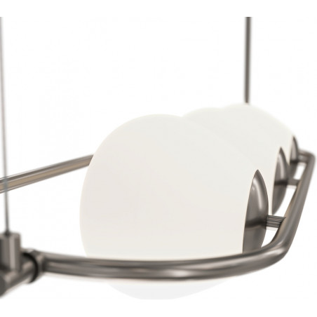 Lampa wisząca 3 szklane kule Erich 89cm opal / nikiel Maytoni