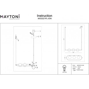 Lampa wisząca 3 szklane kule Erich 89cm opal / nikiel Maytoni