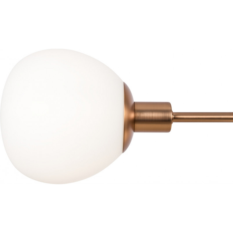 Lampa wisząca podłużna 5 szklanych kul Erich 120cm opal / złoty Maytoni