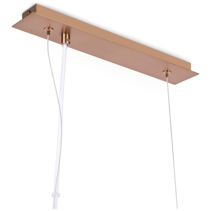 Lampa wisząca podłużna 5 szklanych kul Erich 120cm opal / złoty Maytoni