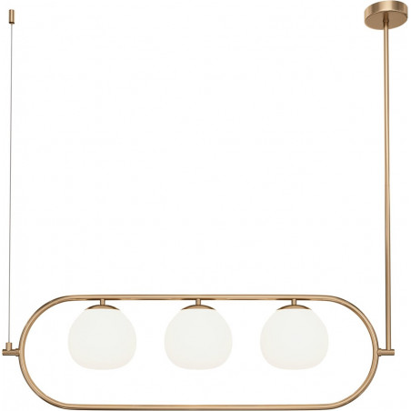 Lampa wisząca 3 szklane kule Erich 89cm opal / mosiądz Maytoni