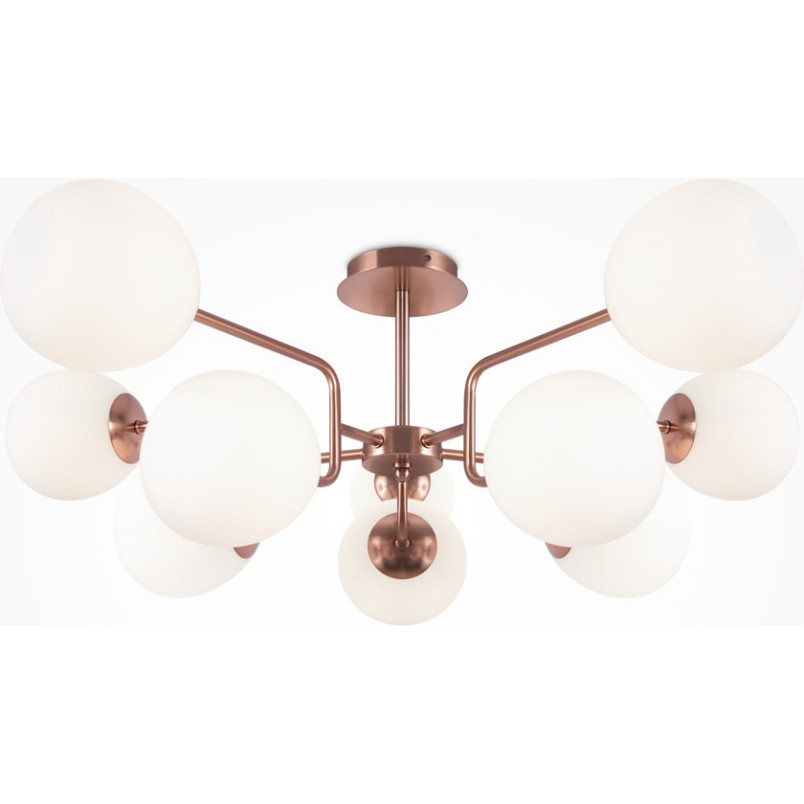 Plafon retro szklane kule Erich X 90,7cm opal / mosiądz Maytoni