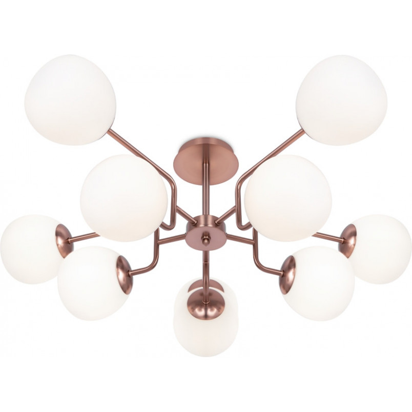 Plafon retro szklane kule Erich X 90,7cm opal / mosiądz Maytoni