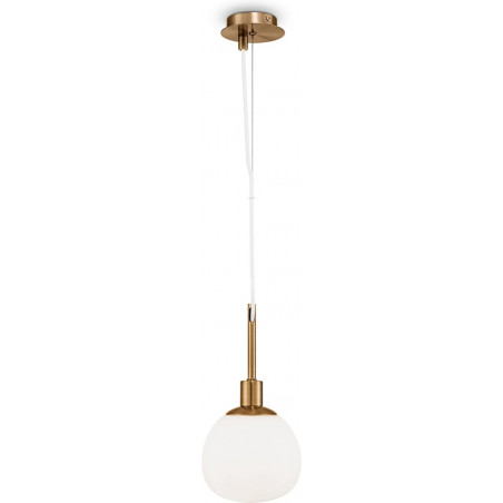 Lampa wisząca szklana kula Erich 15cm opal / mosiądz Maytoni