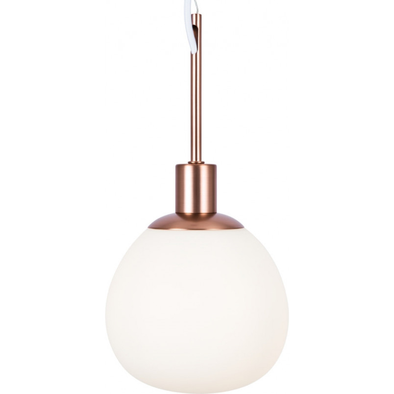 Lampa wisząca szklana kula Erich 15cm opal / mosiądz Maytoni